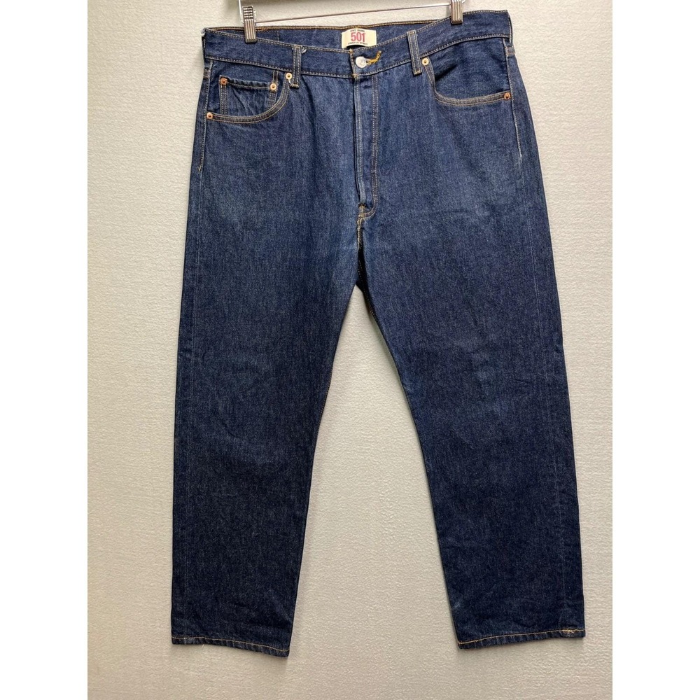VTG Levi's 501 38x32 (36x30) Rigid Dark Indigo Denim Jeans Button Fly